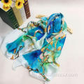 Silk Scarf Pattern Geometric OEM design print poly satin silk scarves Supplier